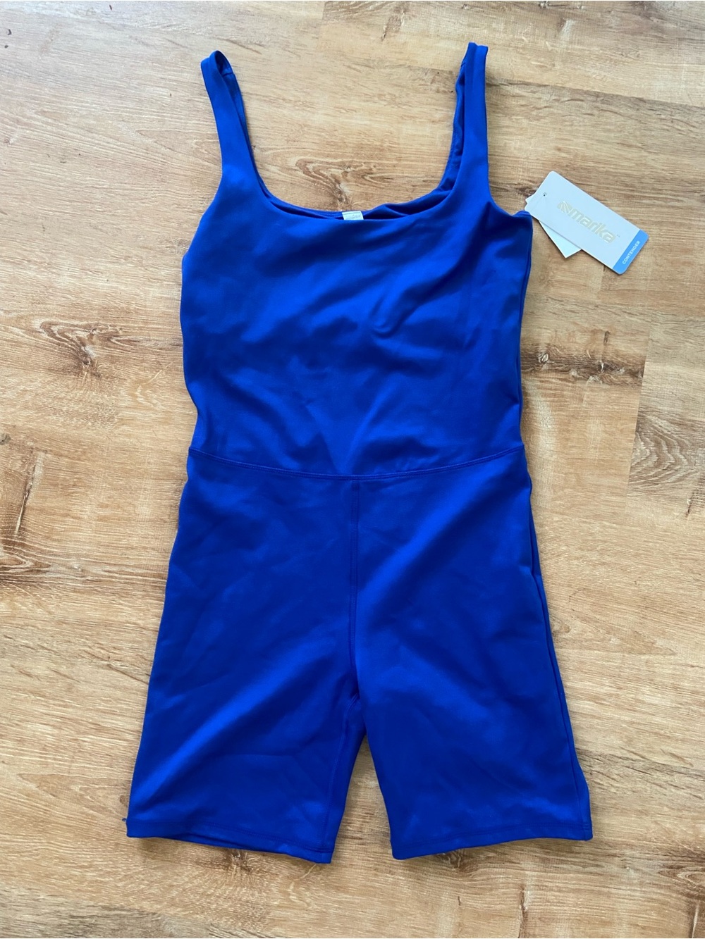NWT Blue One-Piece Bodysuit with Built-In Bra and Tank Straps Romper